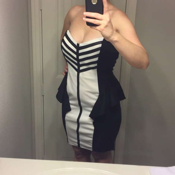 Arden B, Black/white, strapless cocktail dress, M - Picture 8 of 8